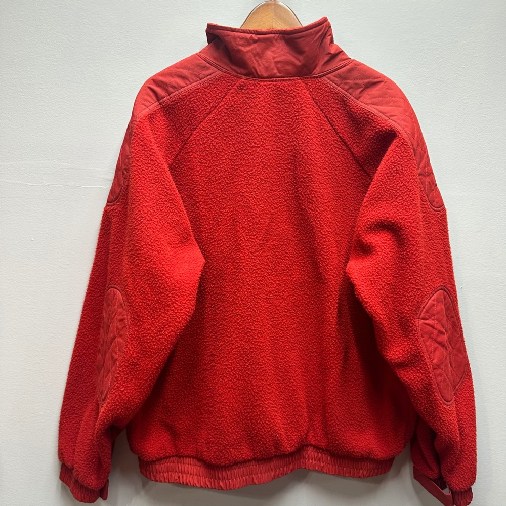 Orvis Red Sherpa Fleece Jacket Men's L Elbow Patch Full Zip - Picture 5 of 8